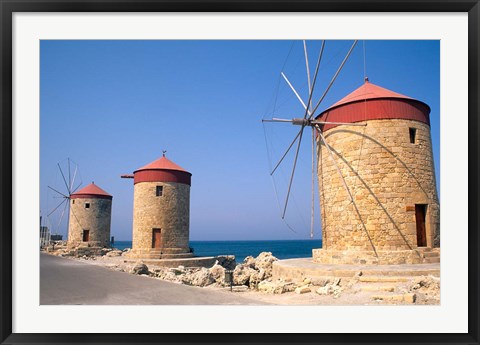 Framed Old Windmills of Rhodes, Greece Print