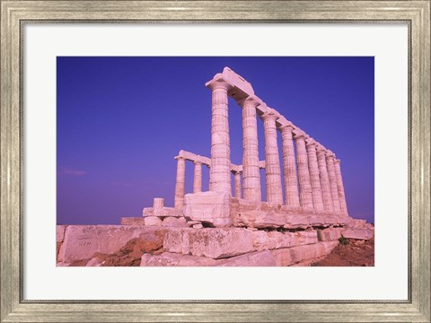 Framed Ruins on Cliff in Cape Sounion, Poseidon, Greece Print