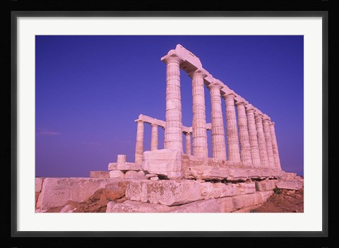 Framed Ruins on Cliff in Cape Sounion, Poseidon, Greece Print