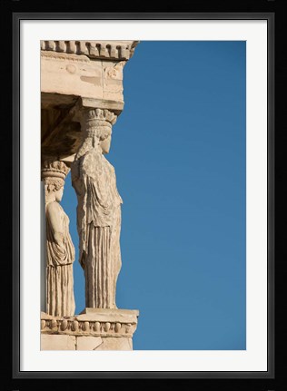 Framed Greece, Athens, Acropolis The Carved maiden columns of the Erectheum Print