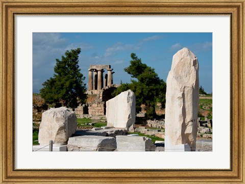 Framed Greece, Corinth Doric Temple of Apollo Greece behind The Rostra Print