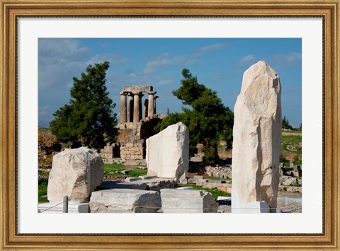 Framed Greece, Corinth Doric Temple of Apollo Greece behind The Rostra Print