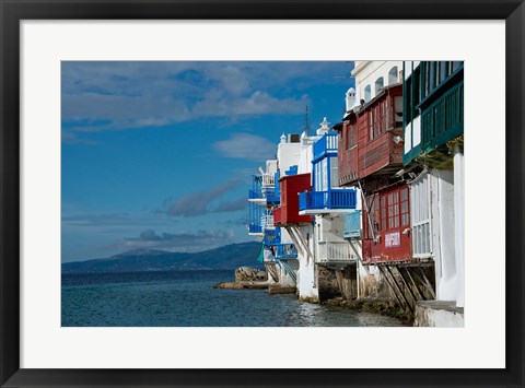 Framed Greece, Cyclades, Mykonos, Hora &#39;Little Venice&#39; area Print