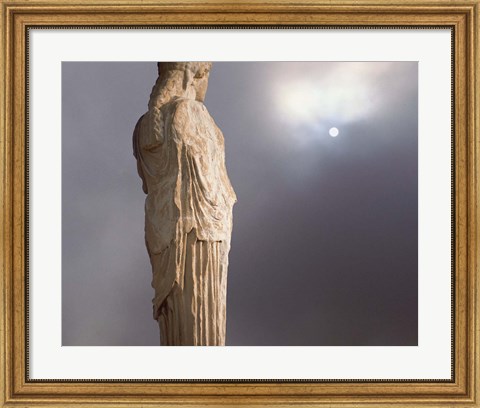 Framed Sculptures of the Caryatid Maidens Support the Pediment of the Erecthion Temple, Adjacent to the Parthenon, Athens, Greece Print