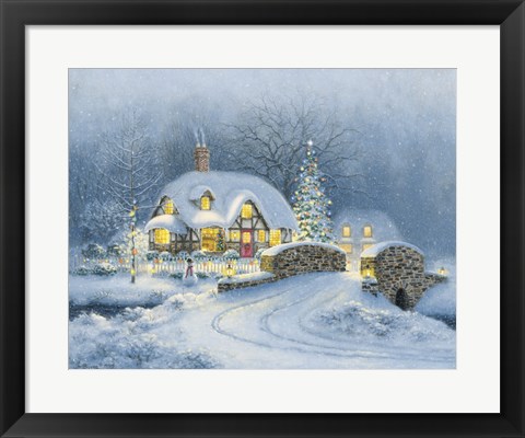 Framed Christmas At Kirby Cottage Print