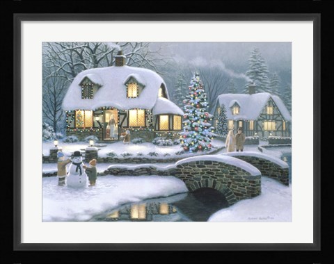 Framed Christmas Eve At Holbrook Cottage Print
