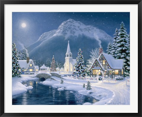 Framed Christmas Village Print