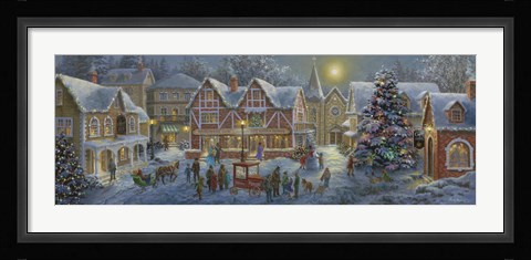 Framed Christmas Village Panoramic Print