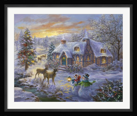 Framed Christmas Cottage 2 Print