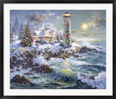 Framed Lighthouse Merriment Print