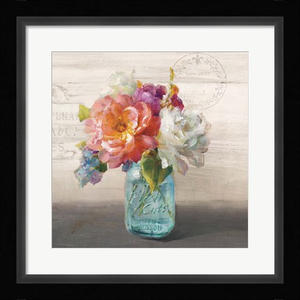 Framed French Cottage Bouquet I Print