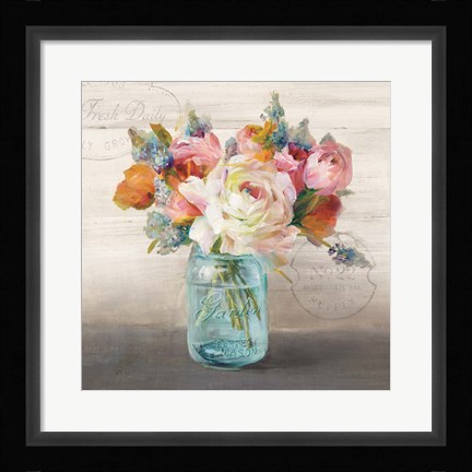 Framed French Cottage Bouquet II Print