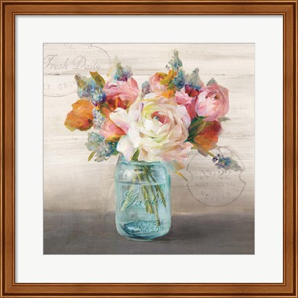 Framed French Cottage Bouquet II Print