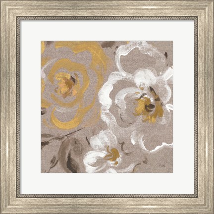 Framed Brushed Petals III Gold Print