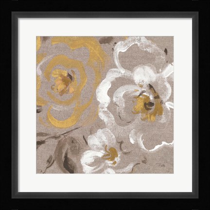 Framed Brushed Petals III Gold Print