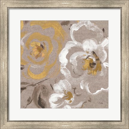 Framed Brushed Petals III Gold Print