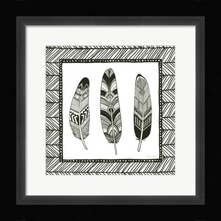 Framed Geo Feathers Square II Print