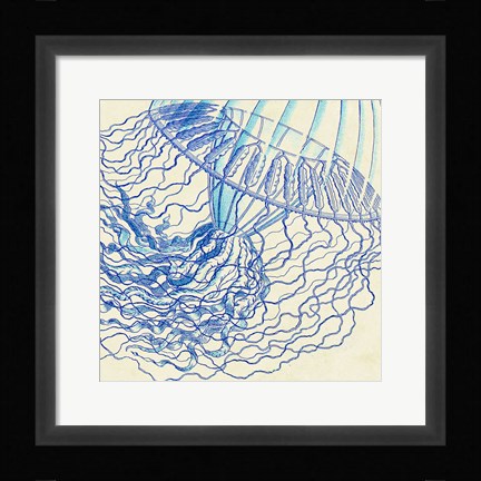 Framed Vintage Jellyfish I Print