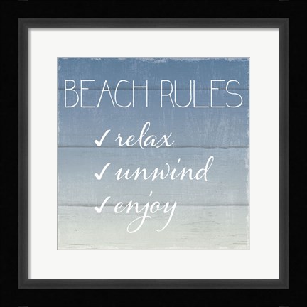Framed Beach Rules Print
