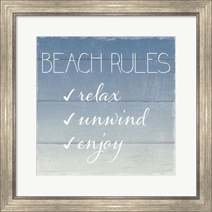 Framed Beach Rules Print