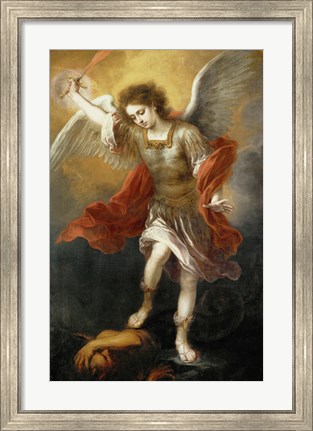 Framed Archangel Michael Hurls the Devil into the Abyss, c. 1665-1668 Print
