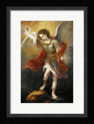Framed Archangel Michael Hurls the Devil into the Abyss, c. 1665-1668 Print