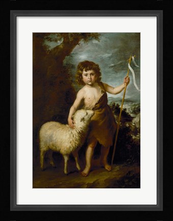 Framed Young John the Baptist with the Lamb Print
