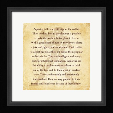 Framed Aquarius Character Traits Print