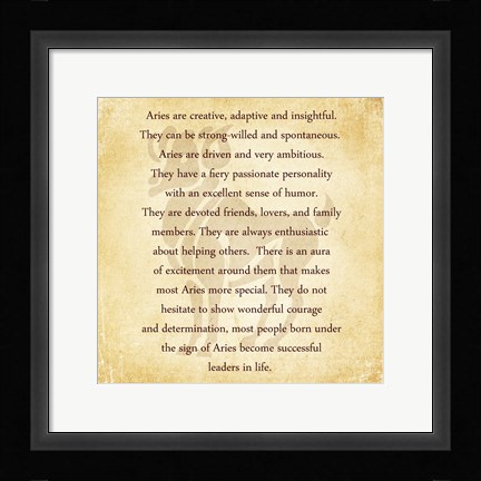 Framed Aries Character Traits Print