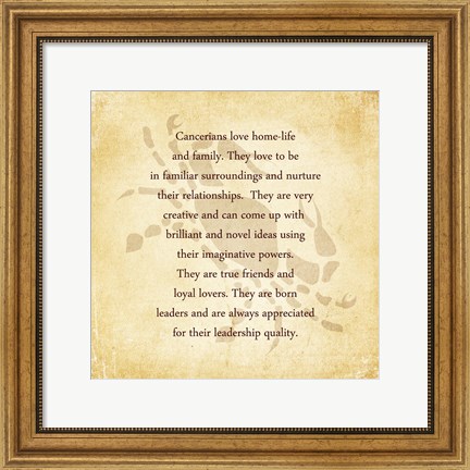 Framed Cancer Character Traits Print