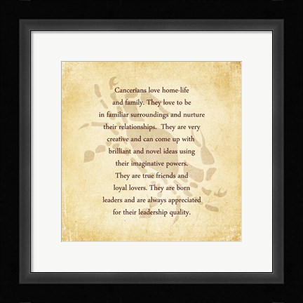 Framed Cancer Character Traits Print