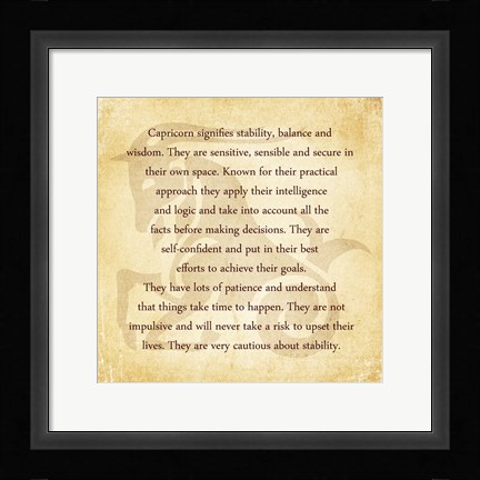 Framed Capricorn Character Traits Print