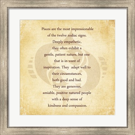 Framed Pisces Character Traits Print