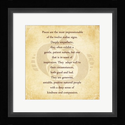 Framed Pisces Character Traits Print