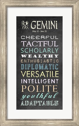 Framed Gemini Character Traits Chalkboard Print