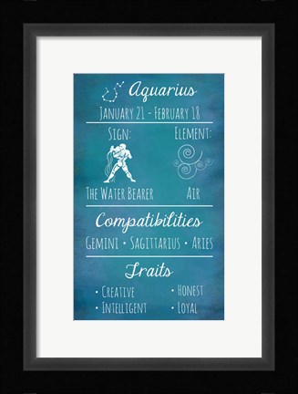 Framed Aquarius Zodiac Sign Print