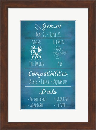 Framed Gemini Zodiac Sign Print