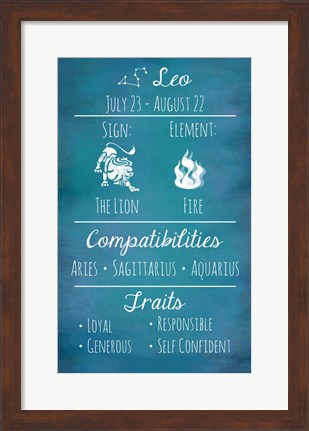 Framed Leo Zodiac Sign Print