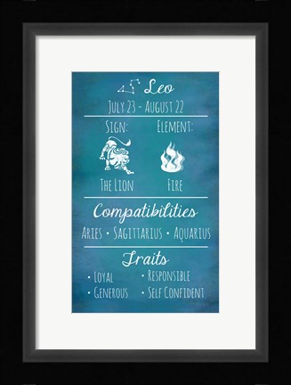 Framed Leo Zodiac Sign Print