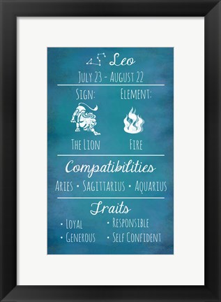 Framed Leo Zodiac Sign Print