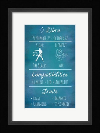Framed Libra Zodiac Sign Print