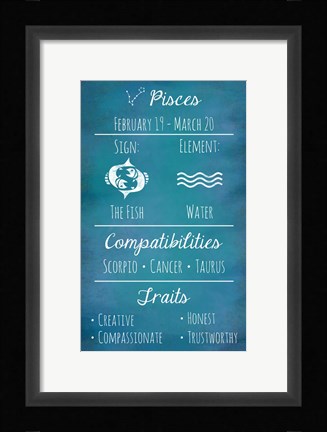 Framed Pisces Zodiac Sign Print