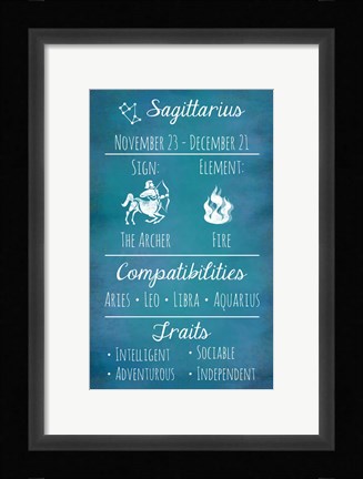 Framed Sagittarius Zodiac Sign Print
