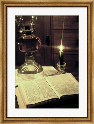 Framed Bible &amp; Lamp Print