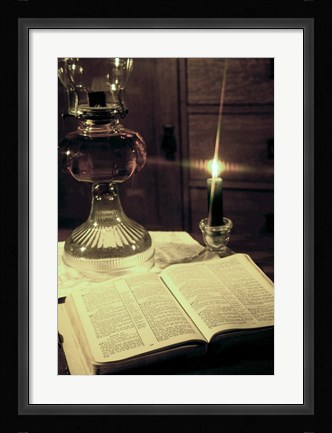 Framed Bible &amp; Lamp Print