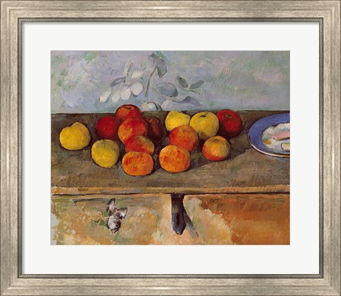 Framed Still life of apples and Biscuits Print