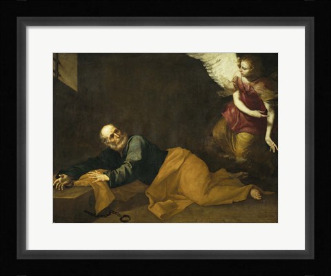 Framed Saint Peter Freed by an Angel, 1639 Print