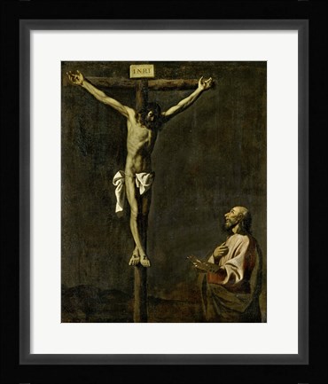 Framed Saint Luke as a Painter Before Christ on the Cross (self-portrait of Francisco de Zurbaran) Print