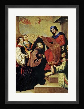 Framed Descent of Virgin Mary to Reward the Writing of Saint Ildefonso of Toledo Print