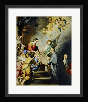 Framed Descent of Virgin Mary to Reward the Writing of Saint Ildefonso of Toledo Print